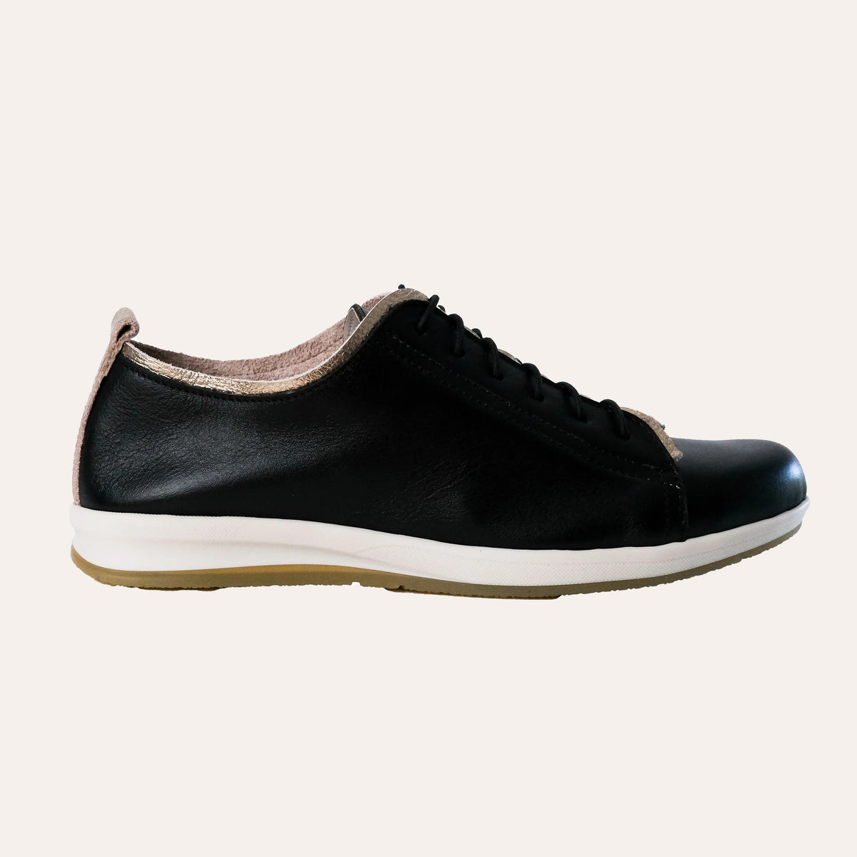Hydra Sneaker in Black and metallic, handmade leather sneaker by Phelan Footwear