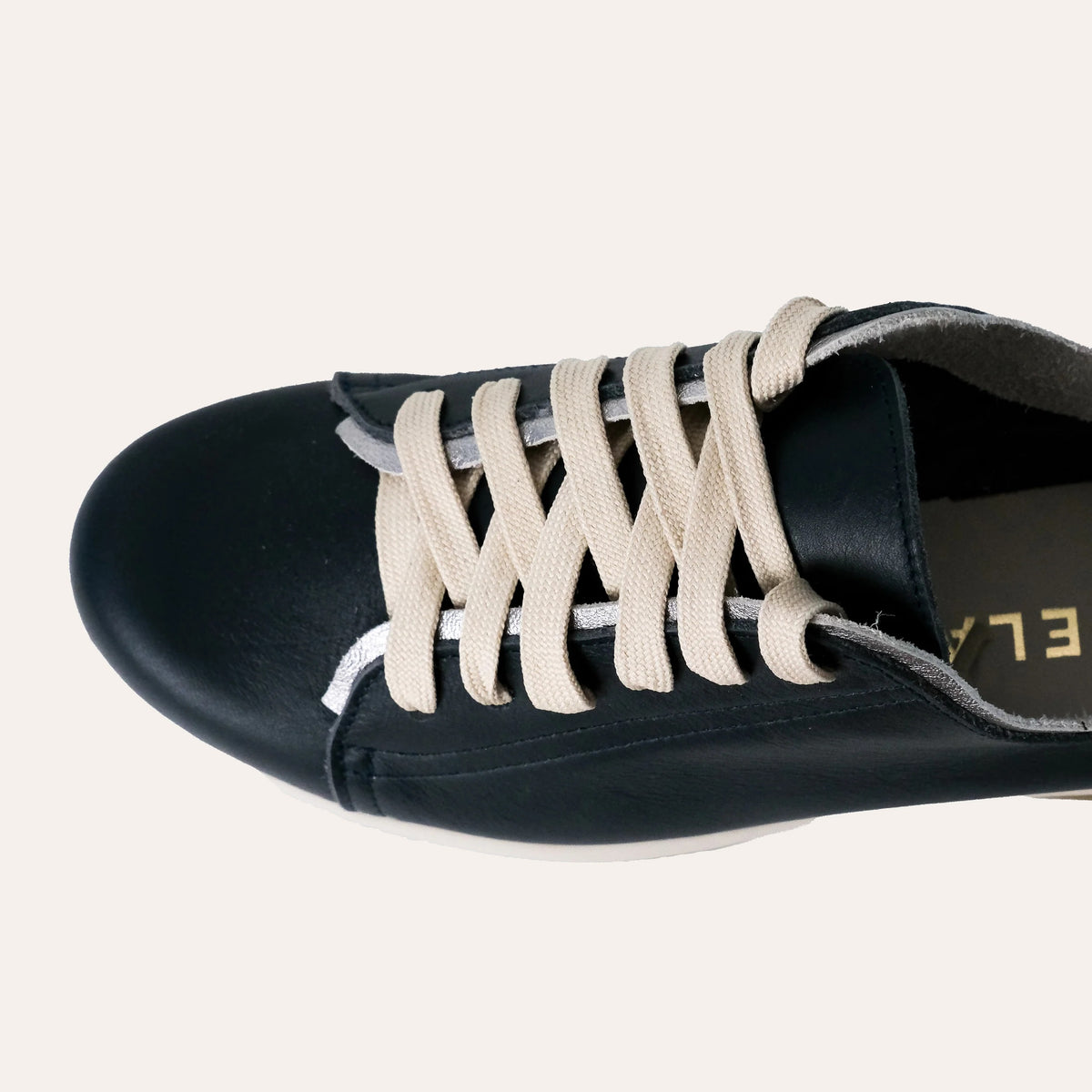 Hydra Sneaker in Black and metallic, handmade leather sneaker by Phelan Footwear