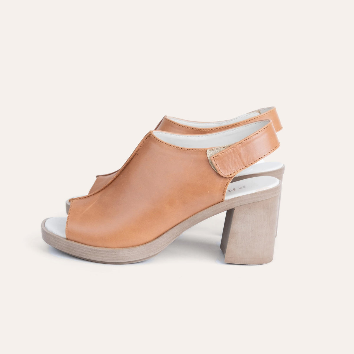 Lucca Heel, handmade leather block-heel sandal by Phelan Footwear