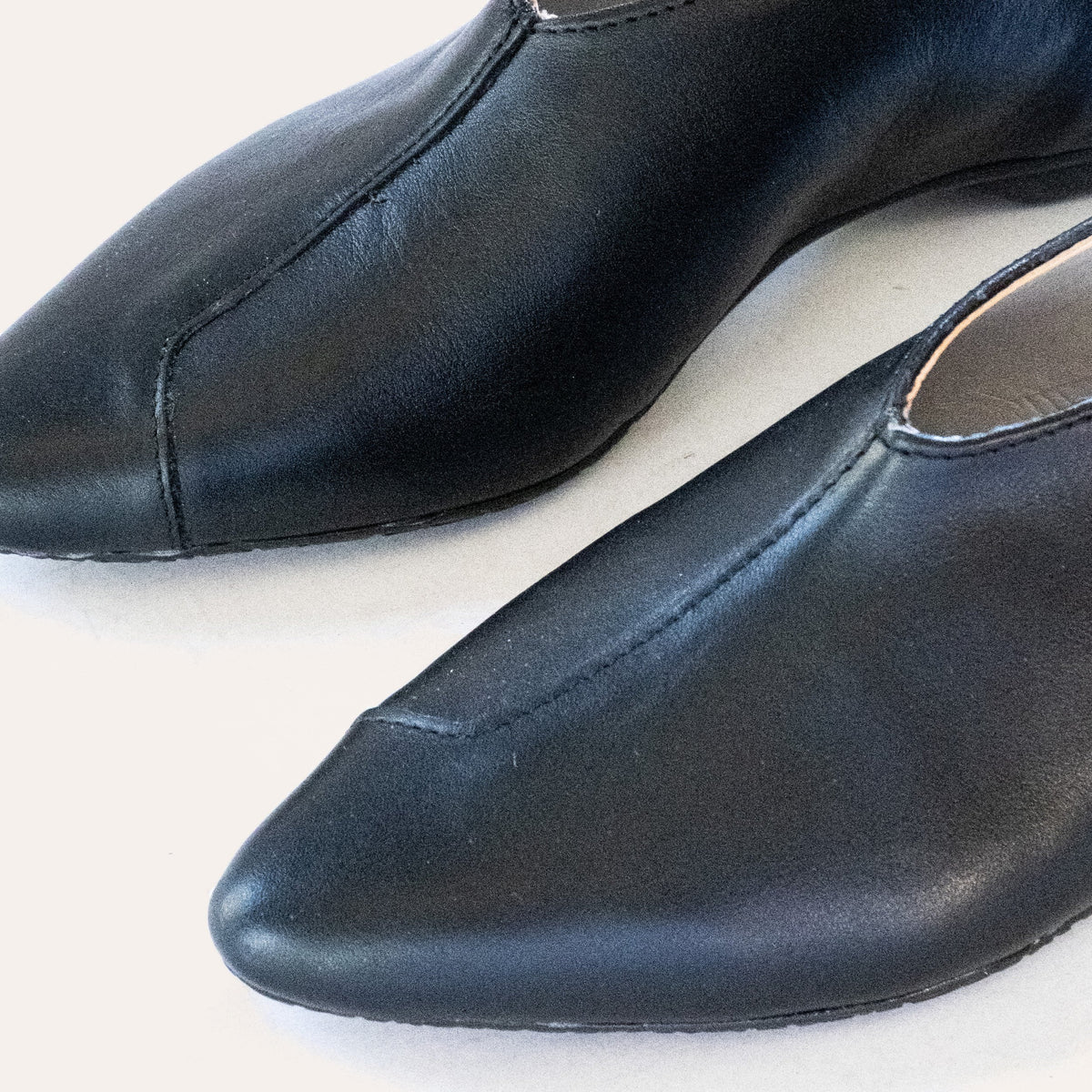 Pixie Flat in Black, handmade leather flat by Phelan Footwear