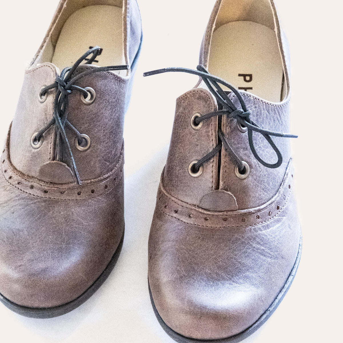 Audrey Heel in Brown, handmade leather lace-up heel by Phelan Footwear