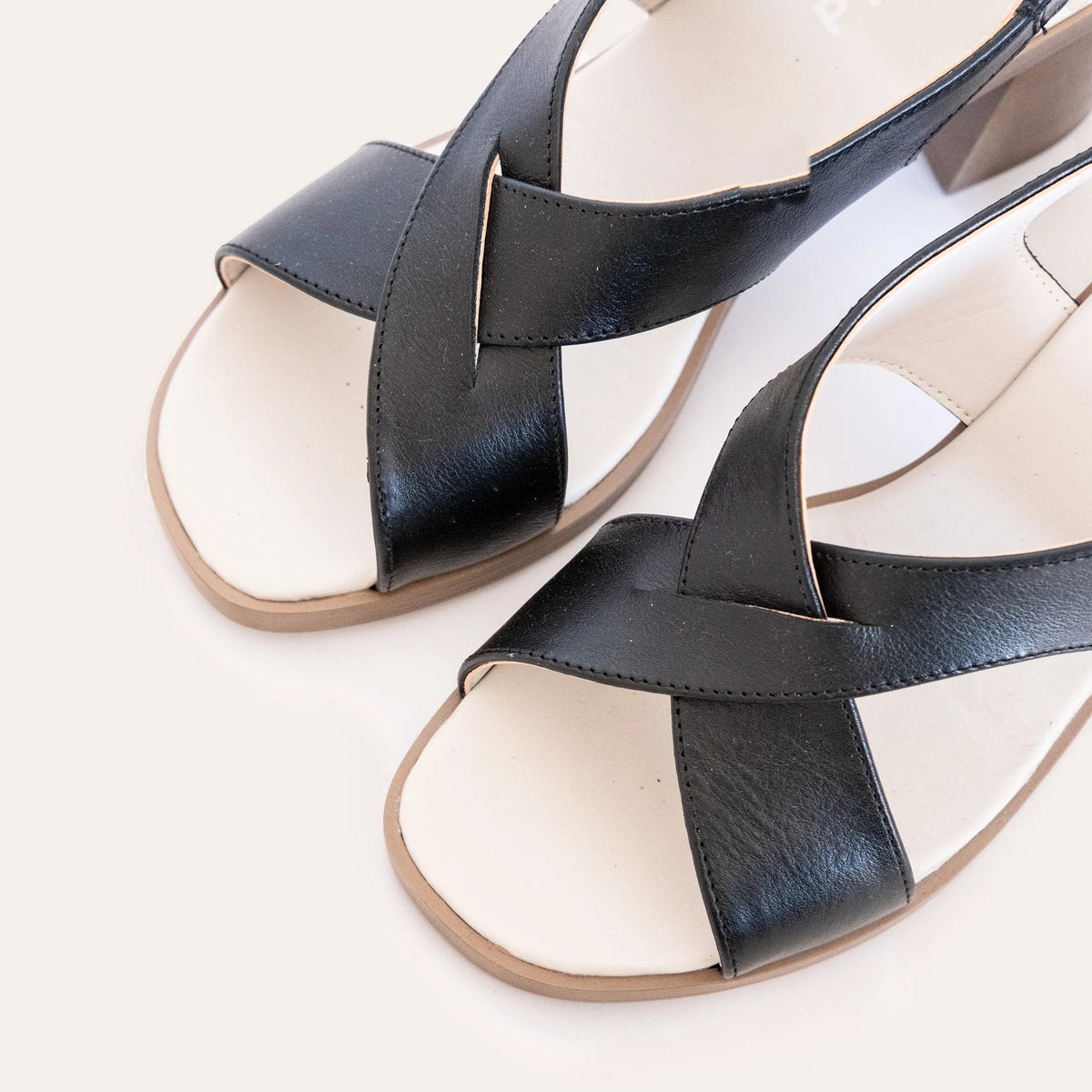 Verona Heel in Black, handmade leather block-heel sandal by Phelan Footwear