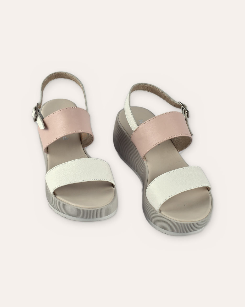 Portofino Platform in White/Blush from the front, showing both bands