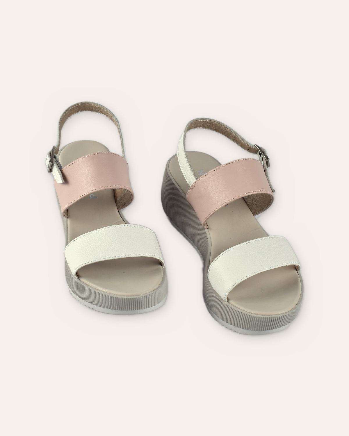 Portofino Platform in White/Blush from the front, showing both bands