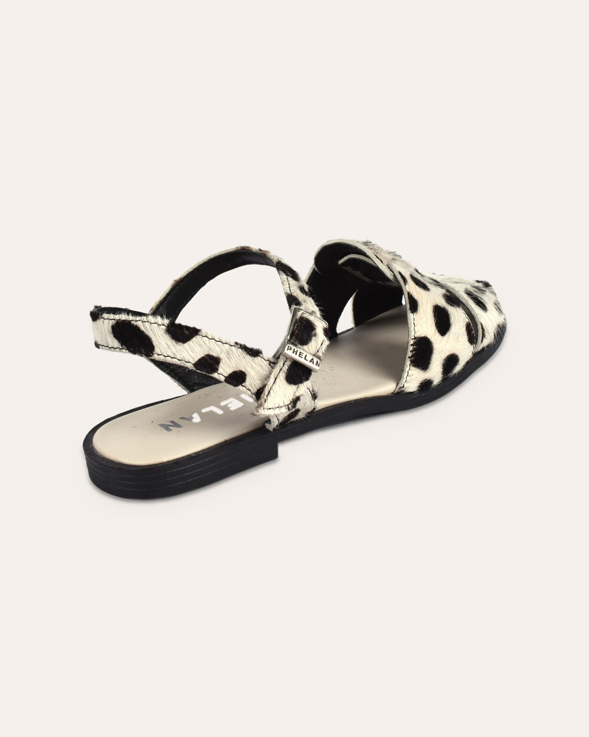 Bosun Sandal in Dalmatian, one shoe from the heel end