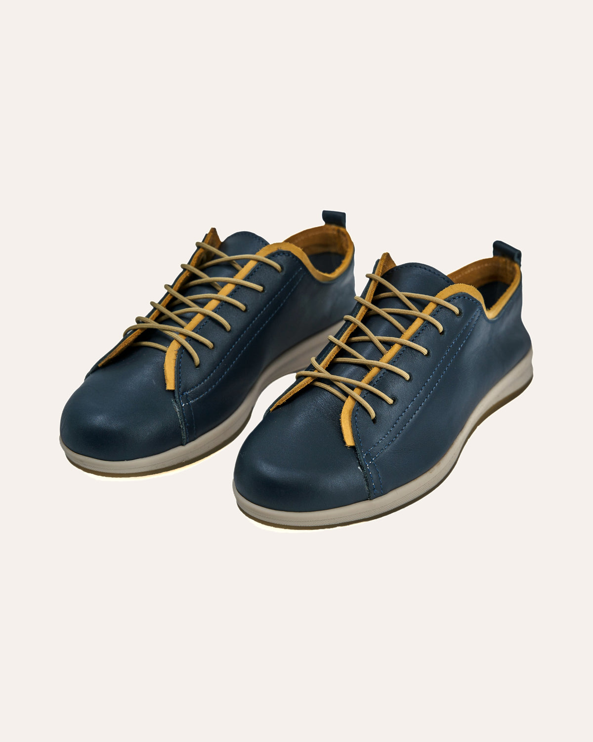 Hydra Sneaker in Navy/Mustard — handmade leather sneaker by Phelan Footwear