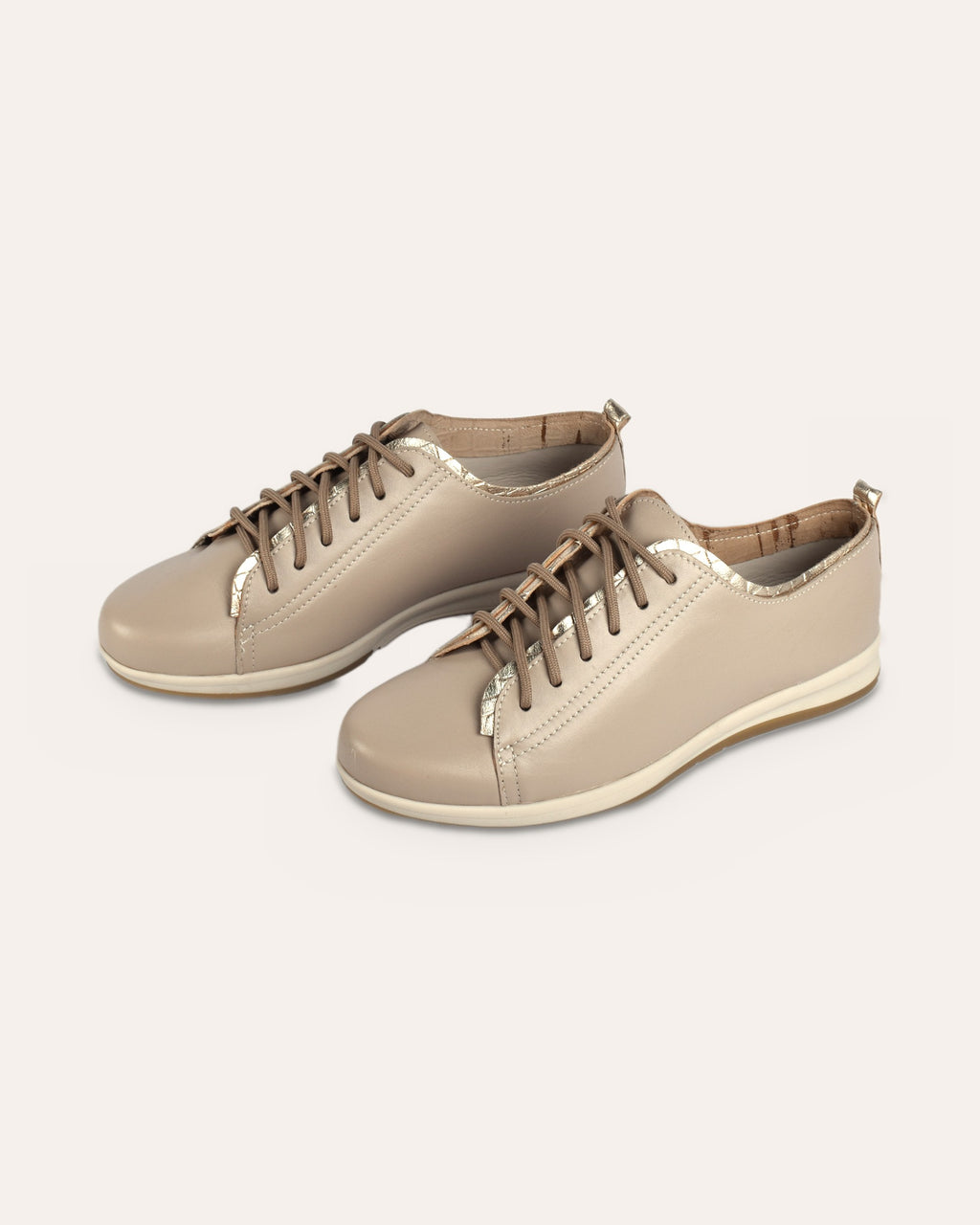 Hydra Sneaker in Taupe/Gold — handmade leather sneaker by Phelan Footwear