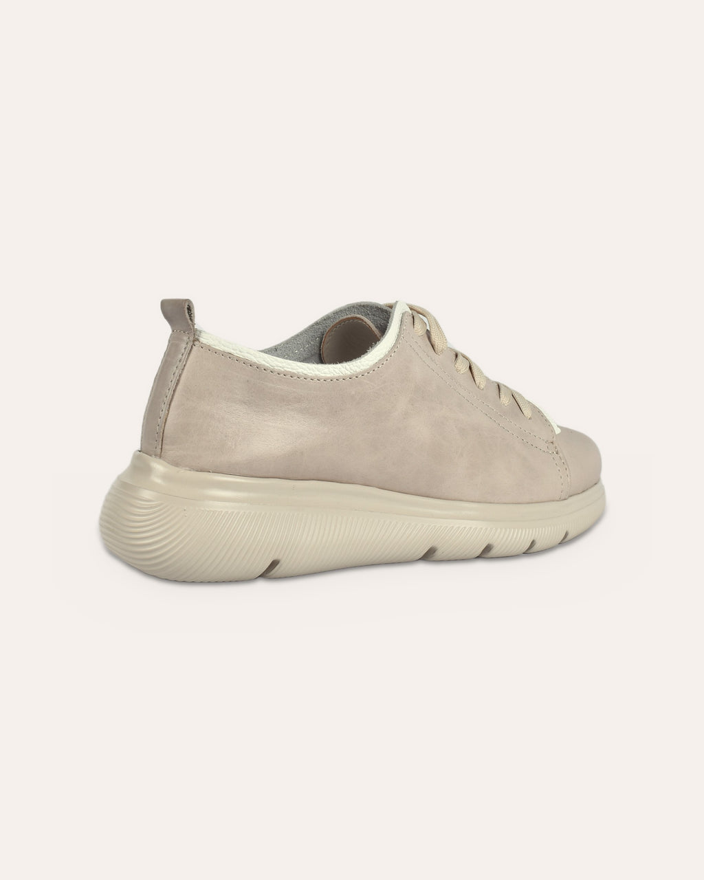 Deck Sneaker in Stone/White from the heel end