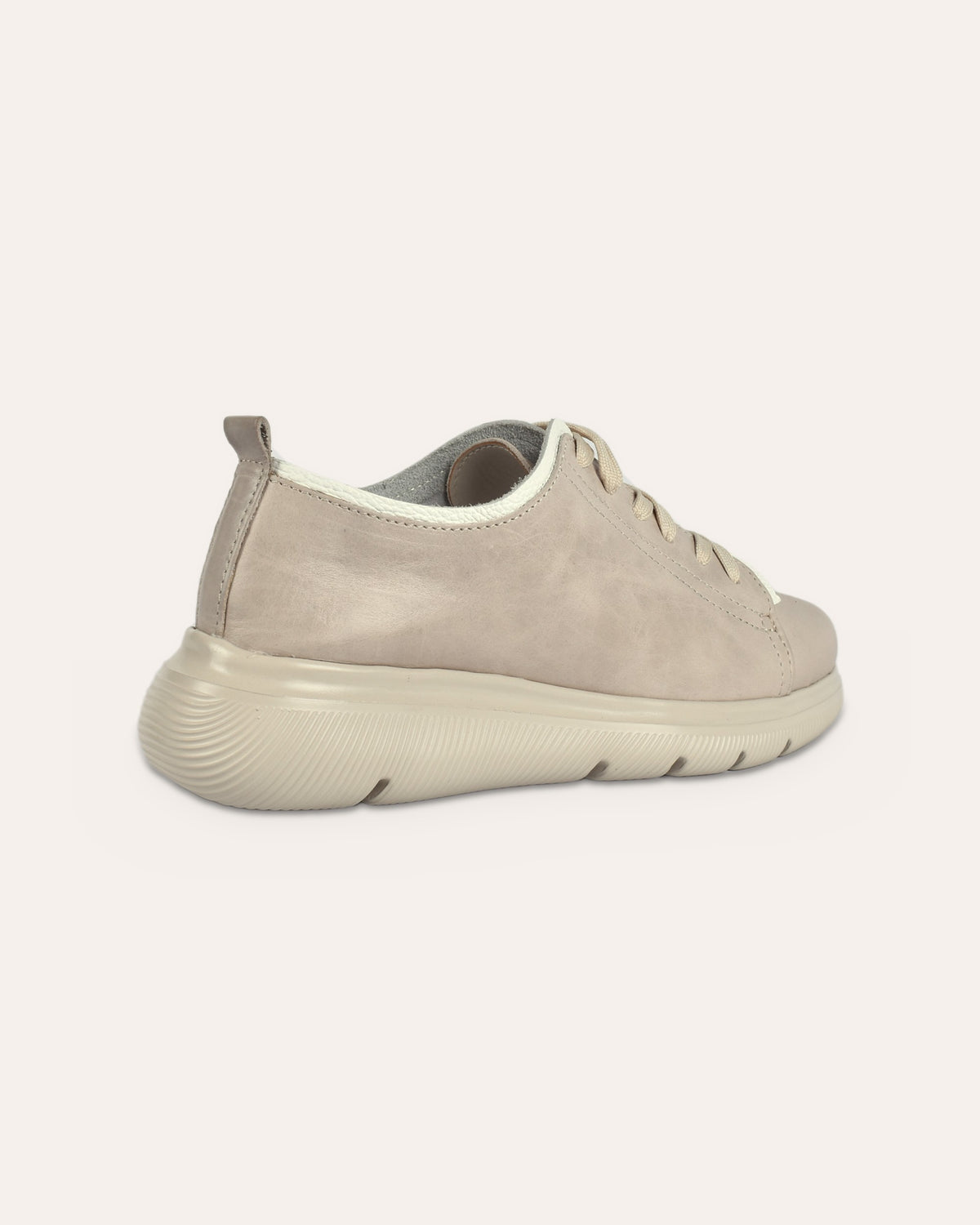 Deck Sneaker in Stone/White from the heel end
