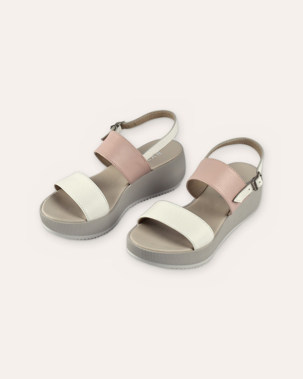 Portofino Platform in White/Blush — handmade leather platform sandal by Phelan Footwear