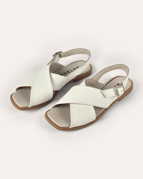 Capri Sandal in White — handmade leather slingback sandal by Phelan Footwear