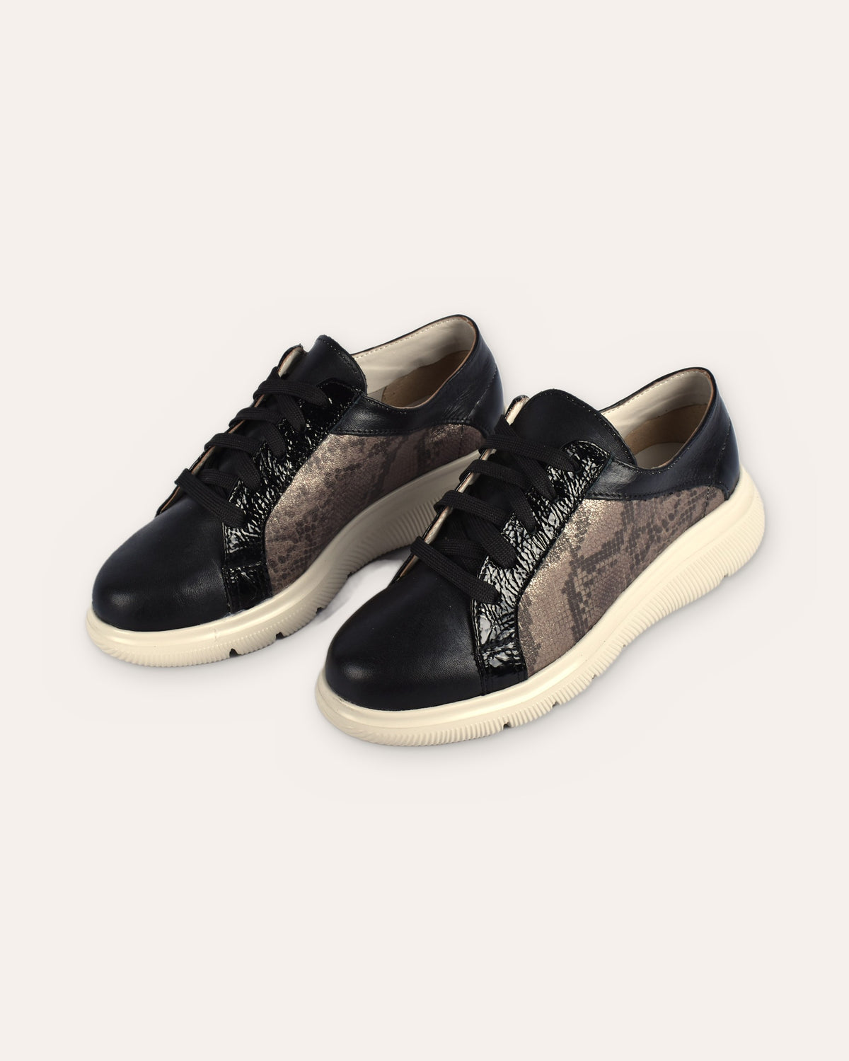 Harbour Sneaker in Black/Snake — handmade leather sneaker by Phelan Footwear