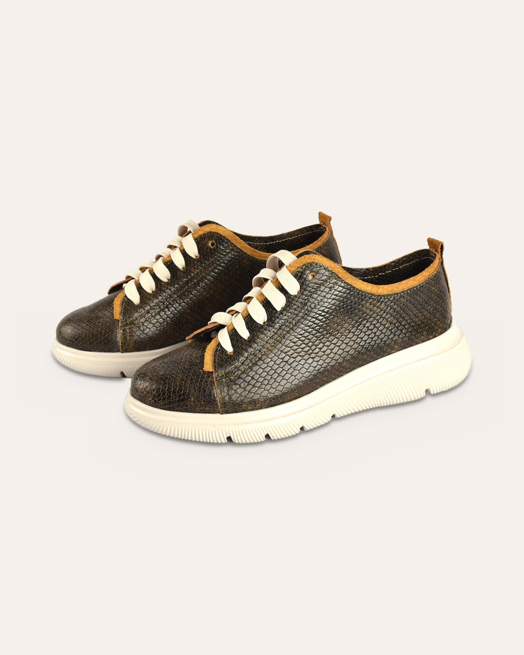 Deck Sneaker in Olive/Mustard — handmade leather sneaker by Phelan Footwear
