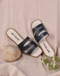 Nova Slide in Navy — handmade leather slide by Phelan Footwear