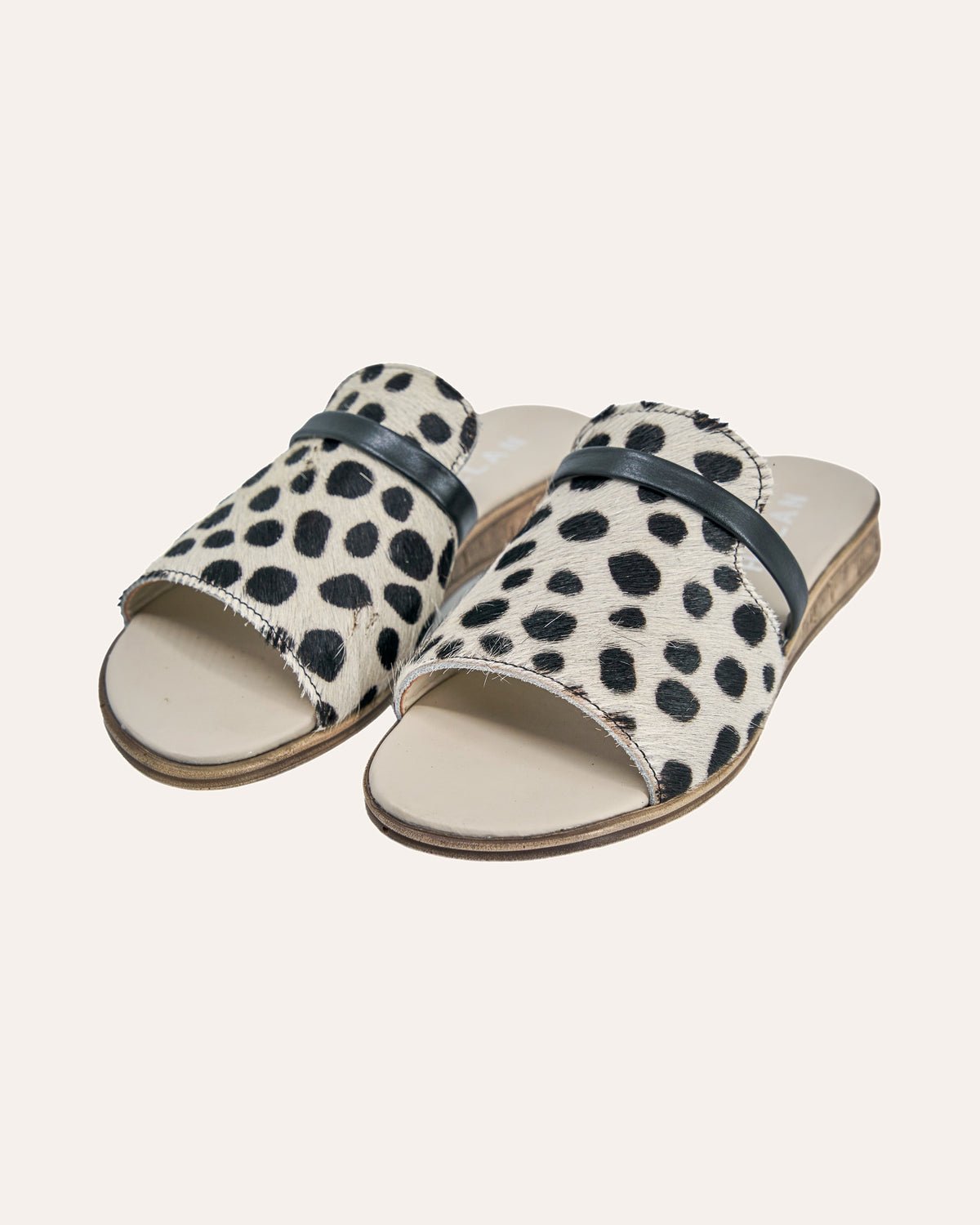 Ischia Wedge in Dalmatian — handmade leather wedge by Phelan Footwear