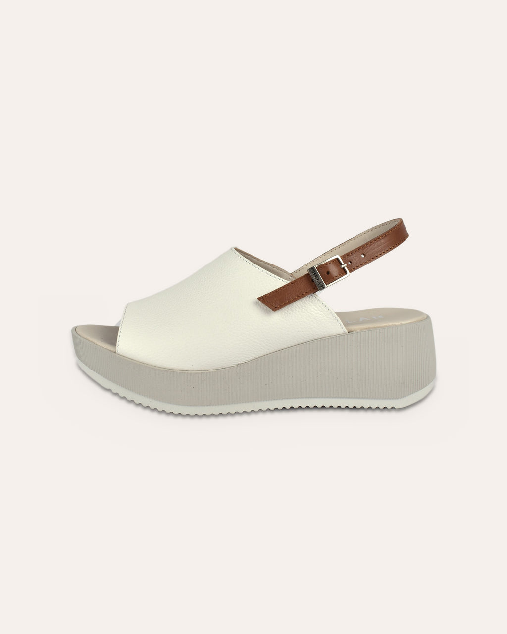 Corsica Platform in White/Tan, side view of the platform