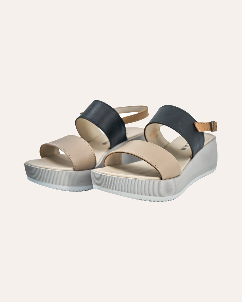 Portofino Platform in Mink/Navy/Tan — handmade leather platform sandal by Phelan Footwear