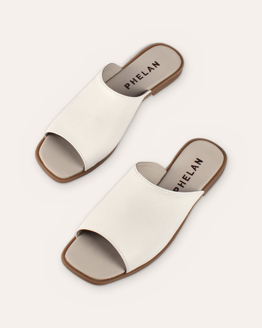 Mykonos Slide in White — handmade leather slide by Phelan Footwear