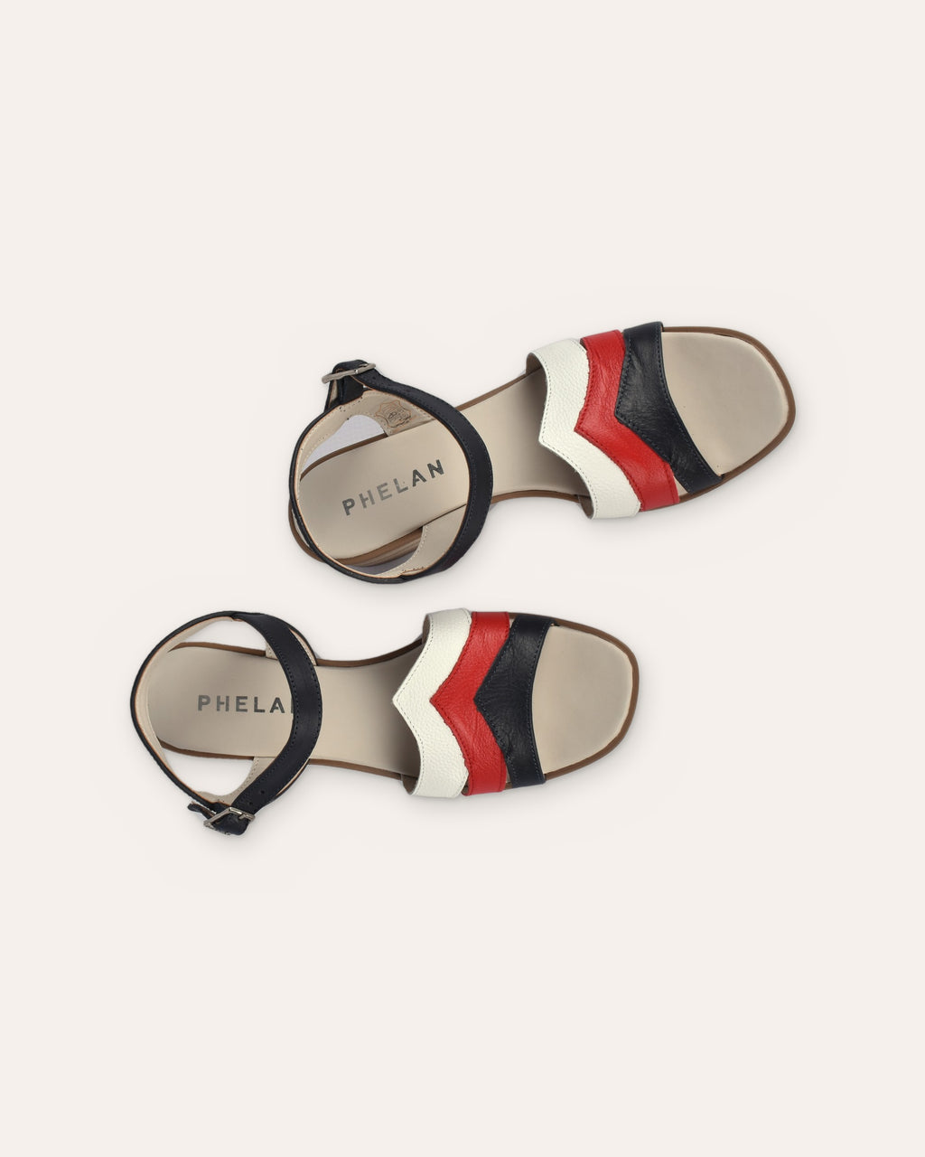 Corfu Heel in Navy/Red/White, the pair from above