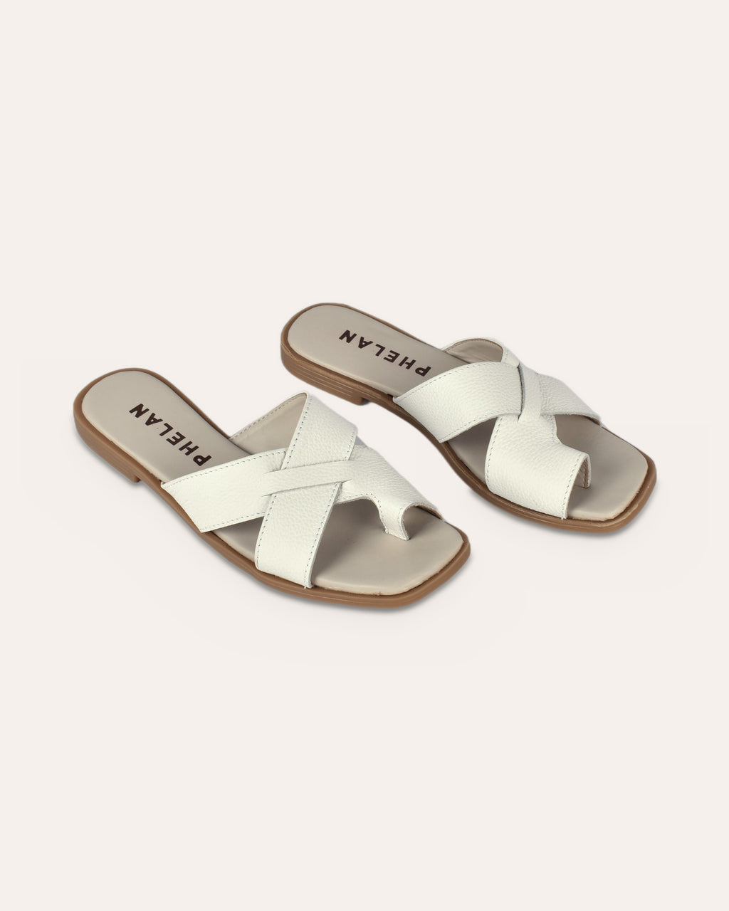 Isla Slide in White — handmade leather slide by Phelan Footwear
