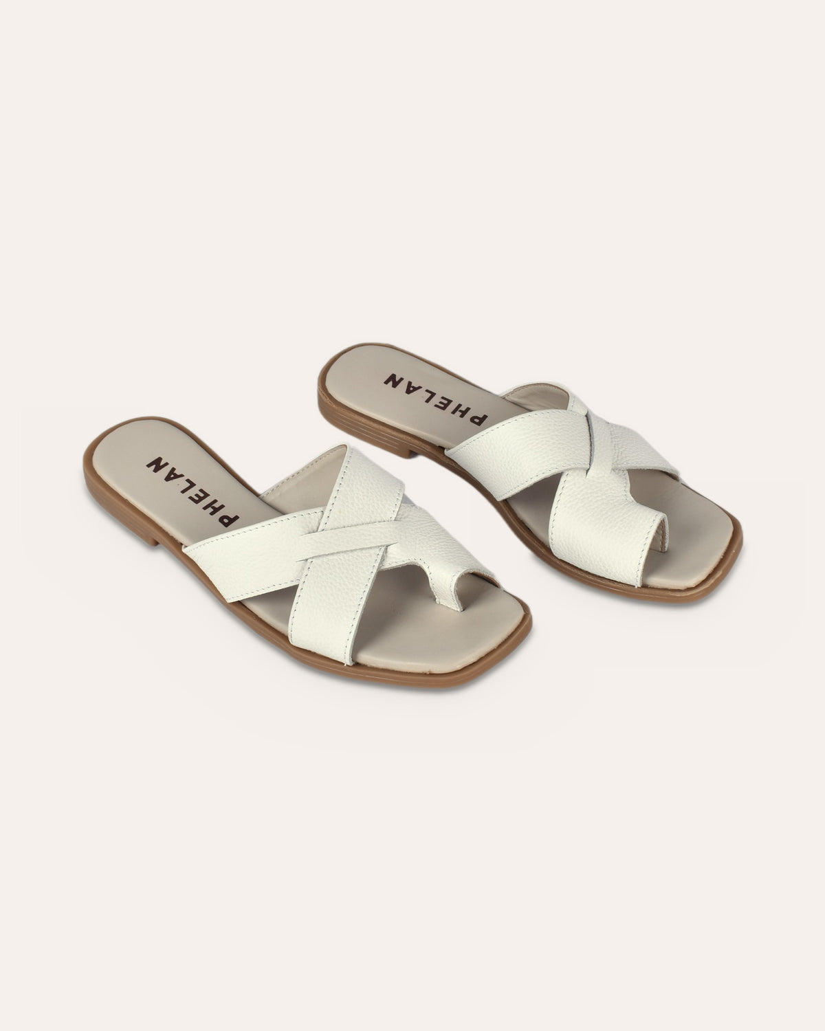Isla Slide in White — handmade leather slide by Phelan Footwear