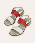 Portofino Heel in White/Red: handmade leather two-band slingback by Phelan Footwear