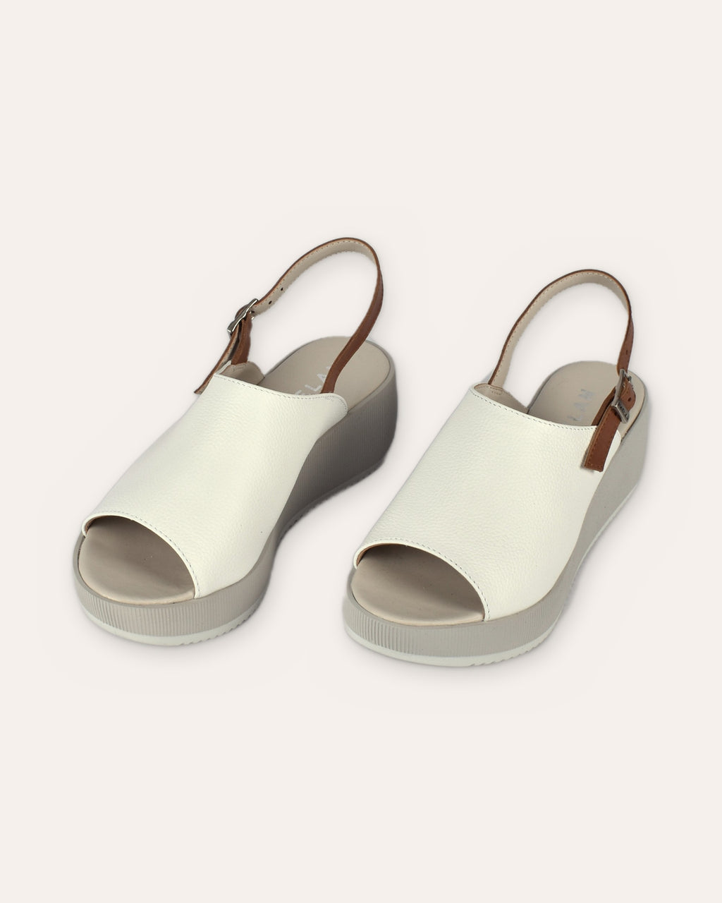 Corsica Platform in White/Tan — handmade leather platform by Phelan Footwear