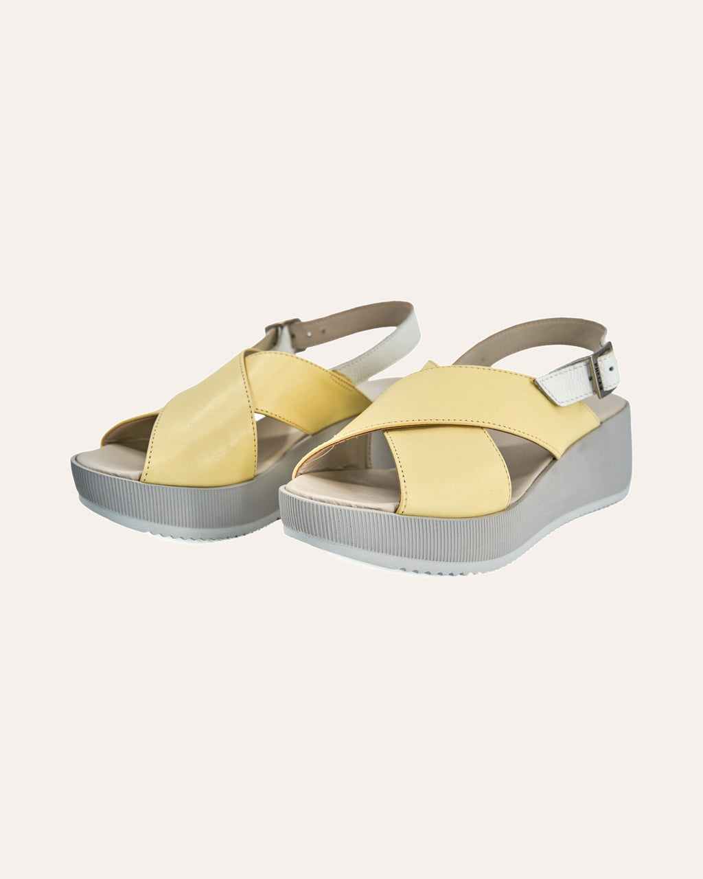 Capri Platform in Yellow/White — handmade leather platform by Phelan Footwear