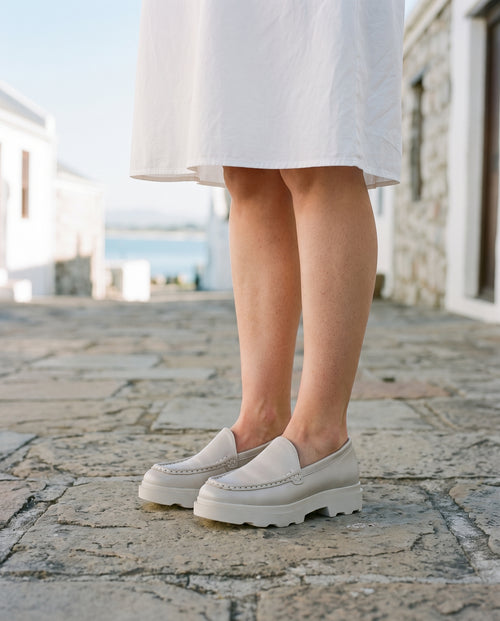 Billie Loafer in Taupe, worn