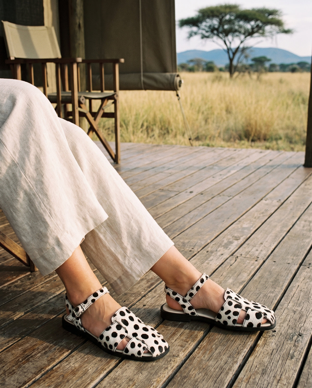Bosun Sandal in Dalmatian, worn