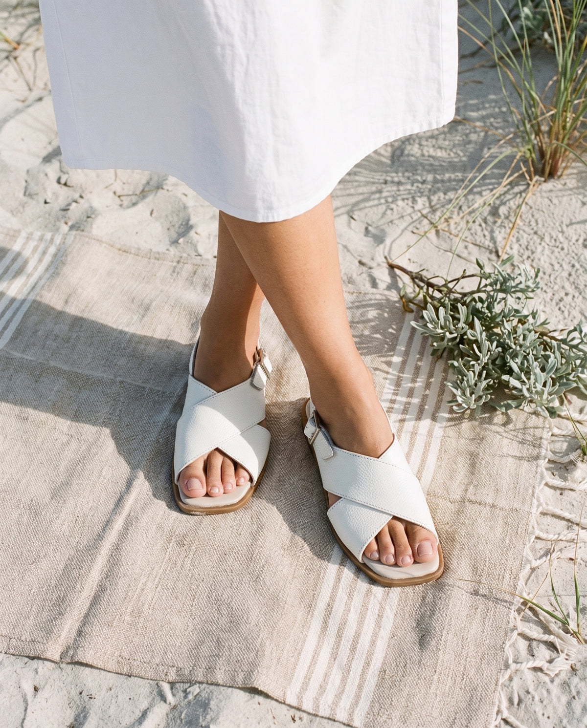 Capri Sandal in White, worn