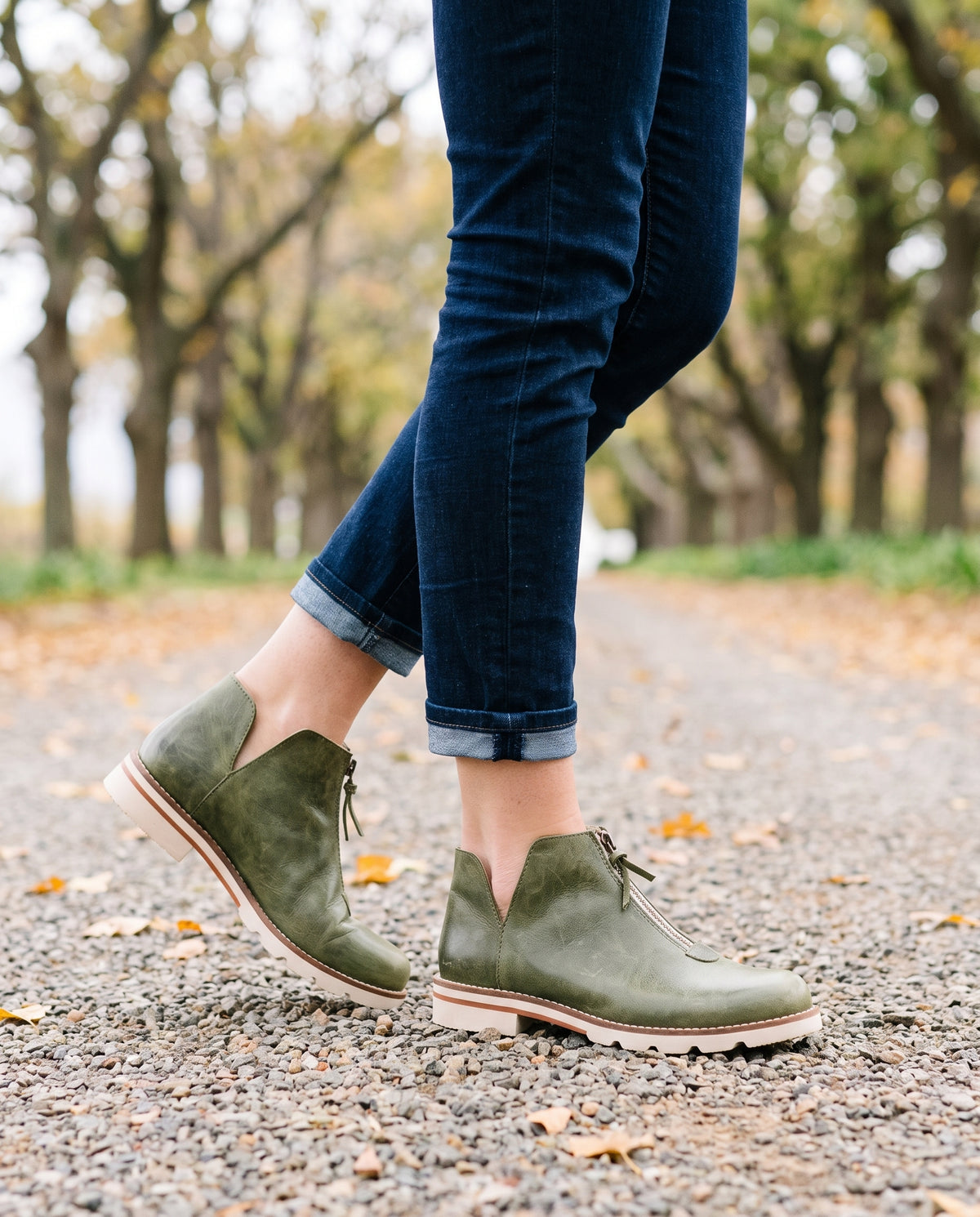 Chelsea Boot in Green, worn