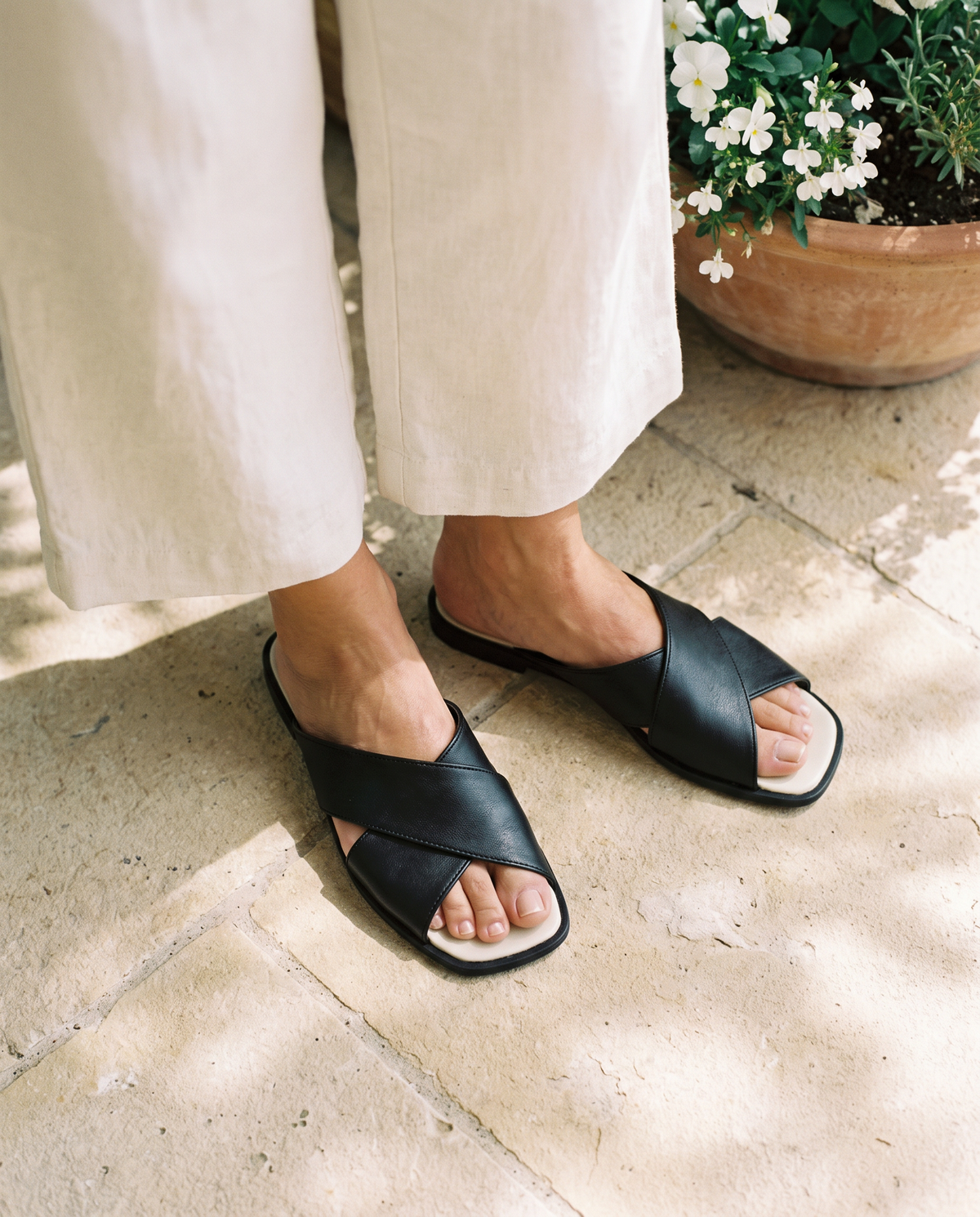 Elba Slide in Black, worn
