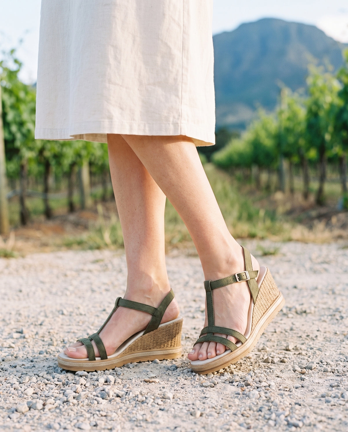 Everyday Wedges in Green, worn