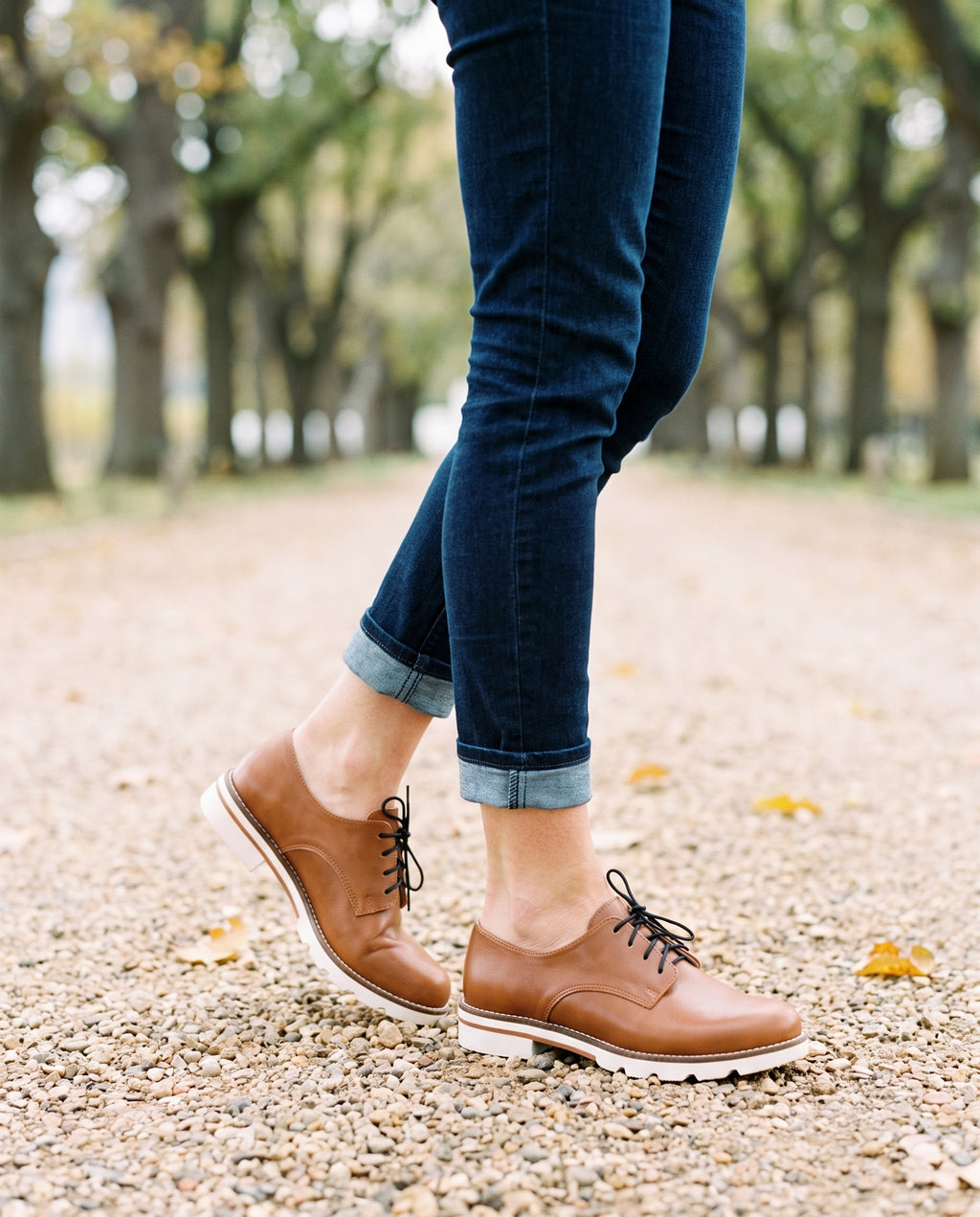 Gibson Lace-Up in Tan, worn
