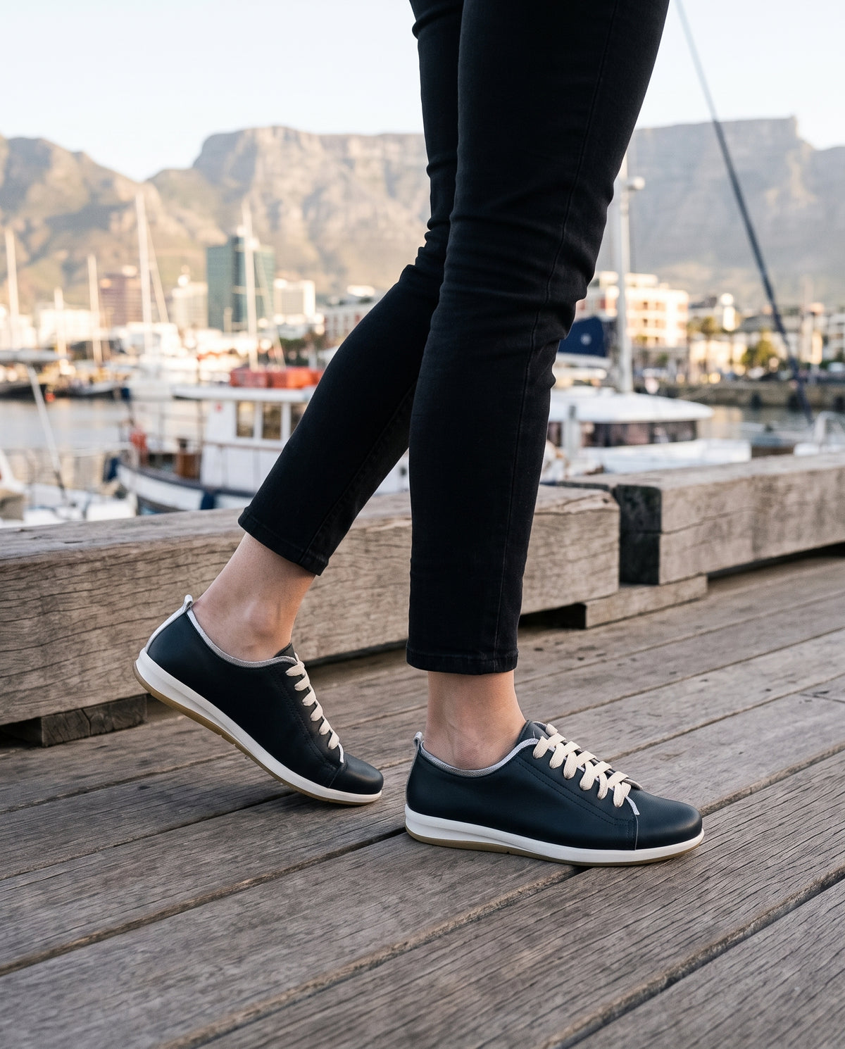 Hydra Sneaker in Black/Silver, worn