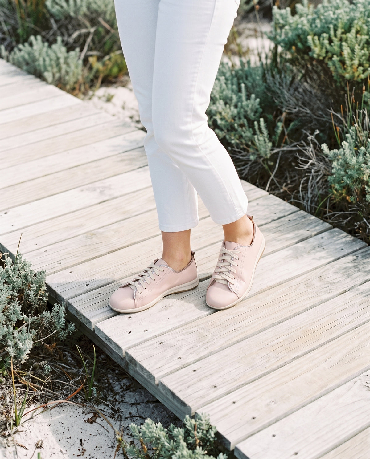 Hydra Sneaker in Blush/Silver, worn