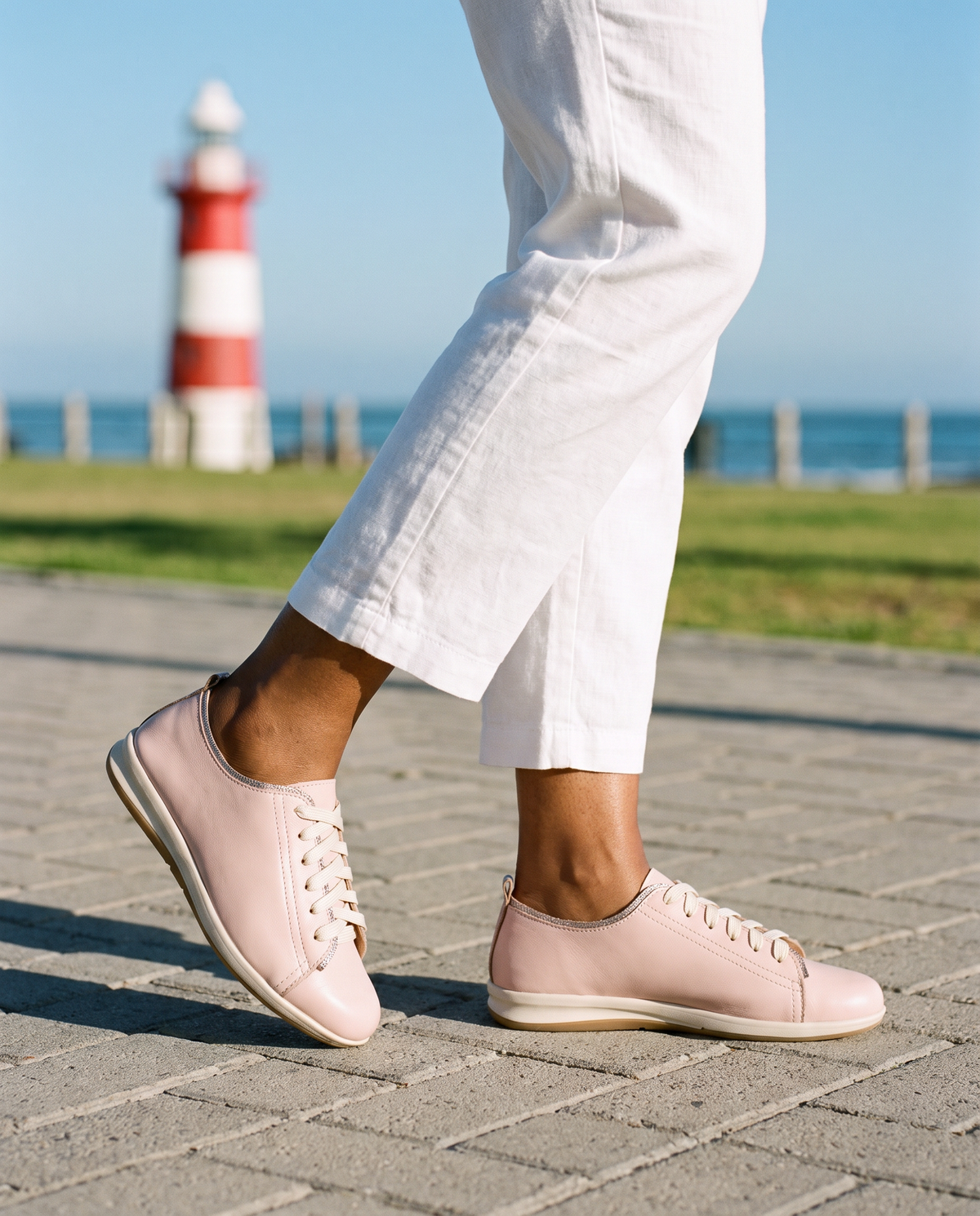 Hydra Sneaker in Blush/Silver, worn