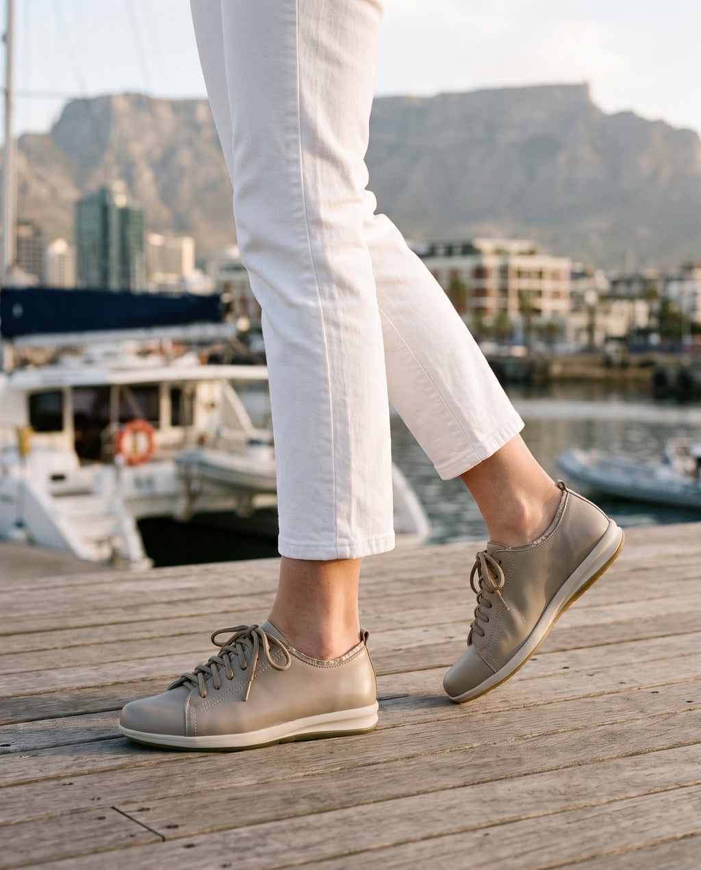 Hydra Sneaker in Taupe, worn