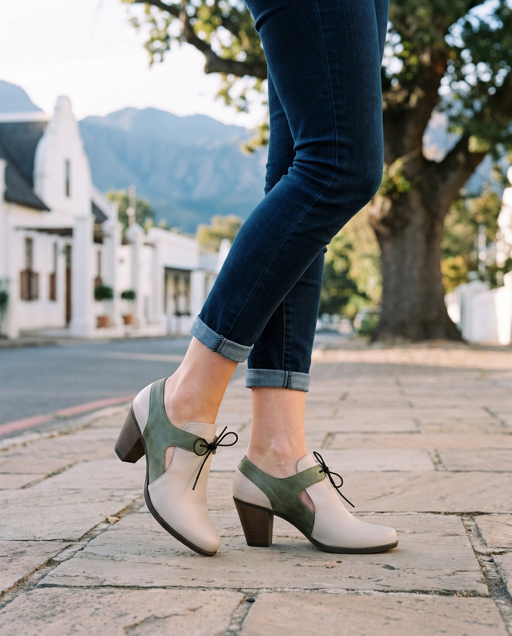Margot Heel in Taupe, worn