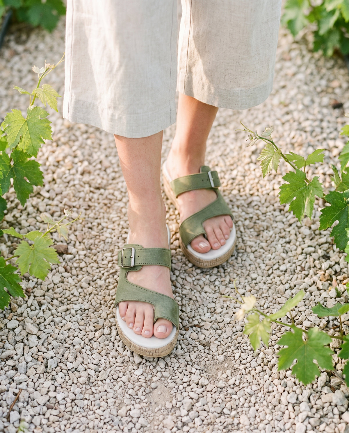 Milos Wedge in Green, worn