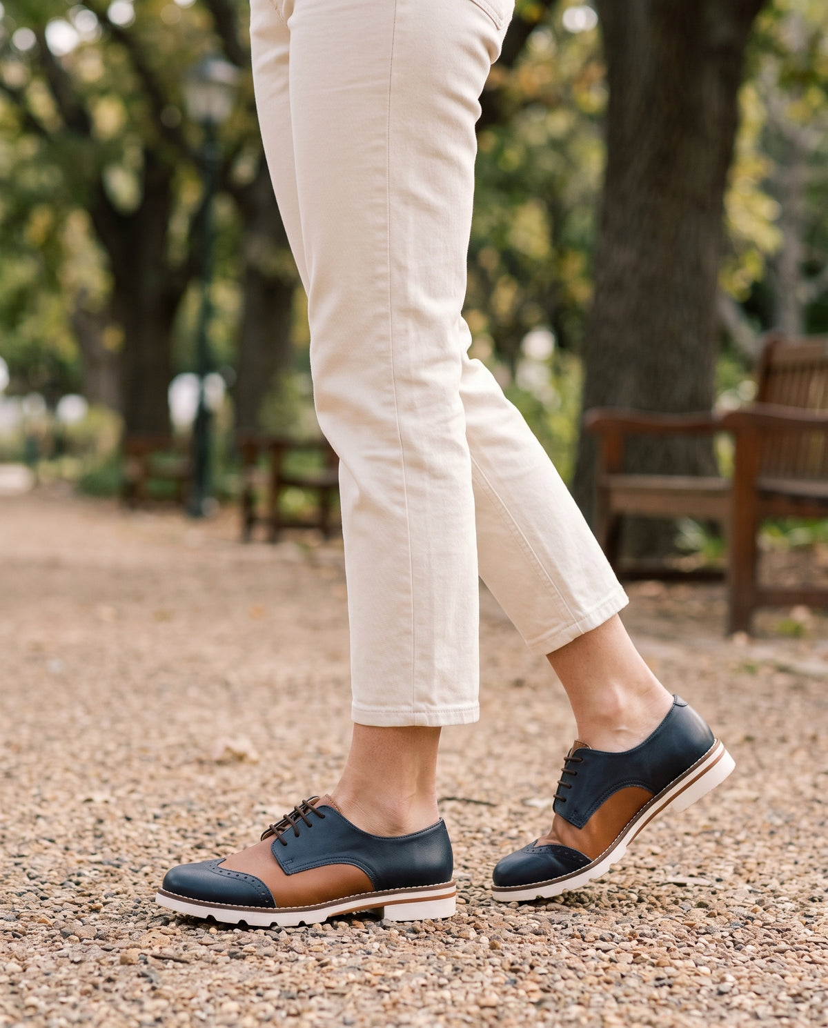Nell Brogue in Tan, worn
