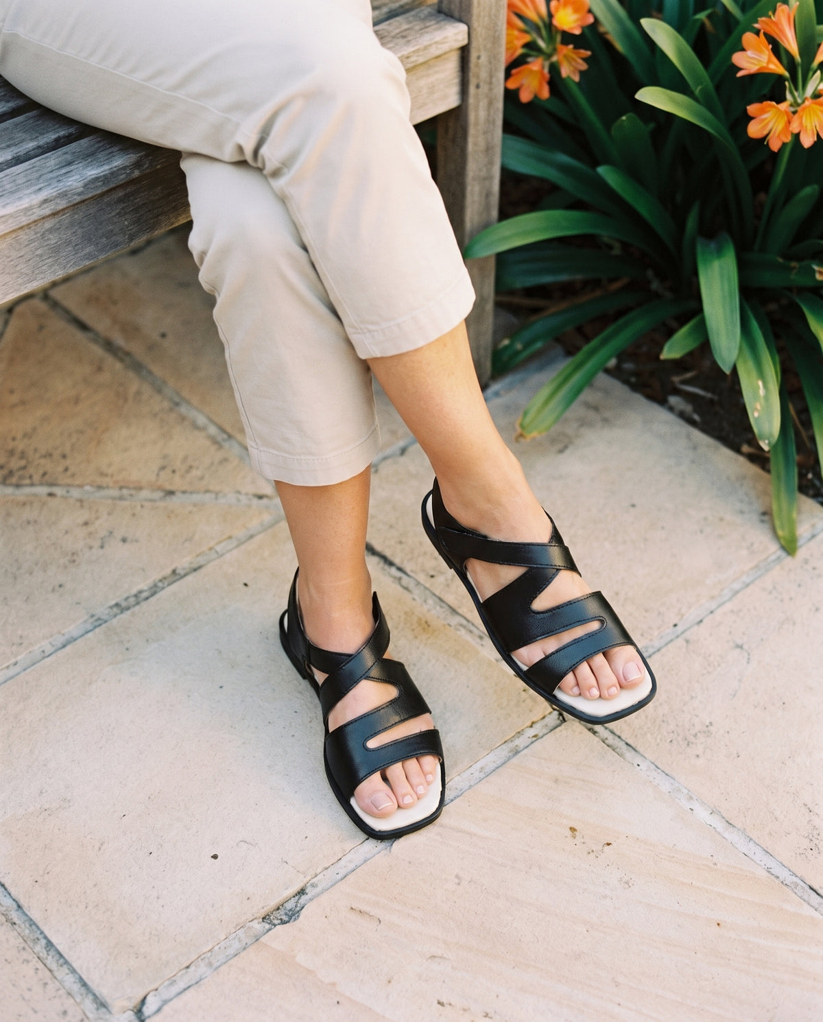Nova Sandal in Black, worn