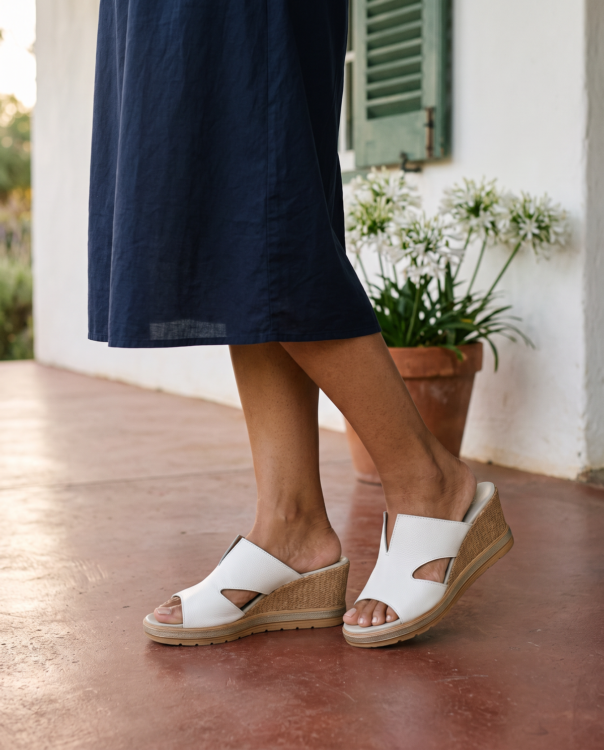 Positano Wedge in White, worn