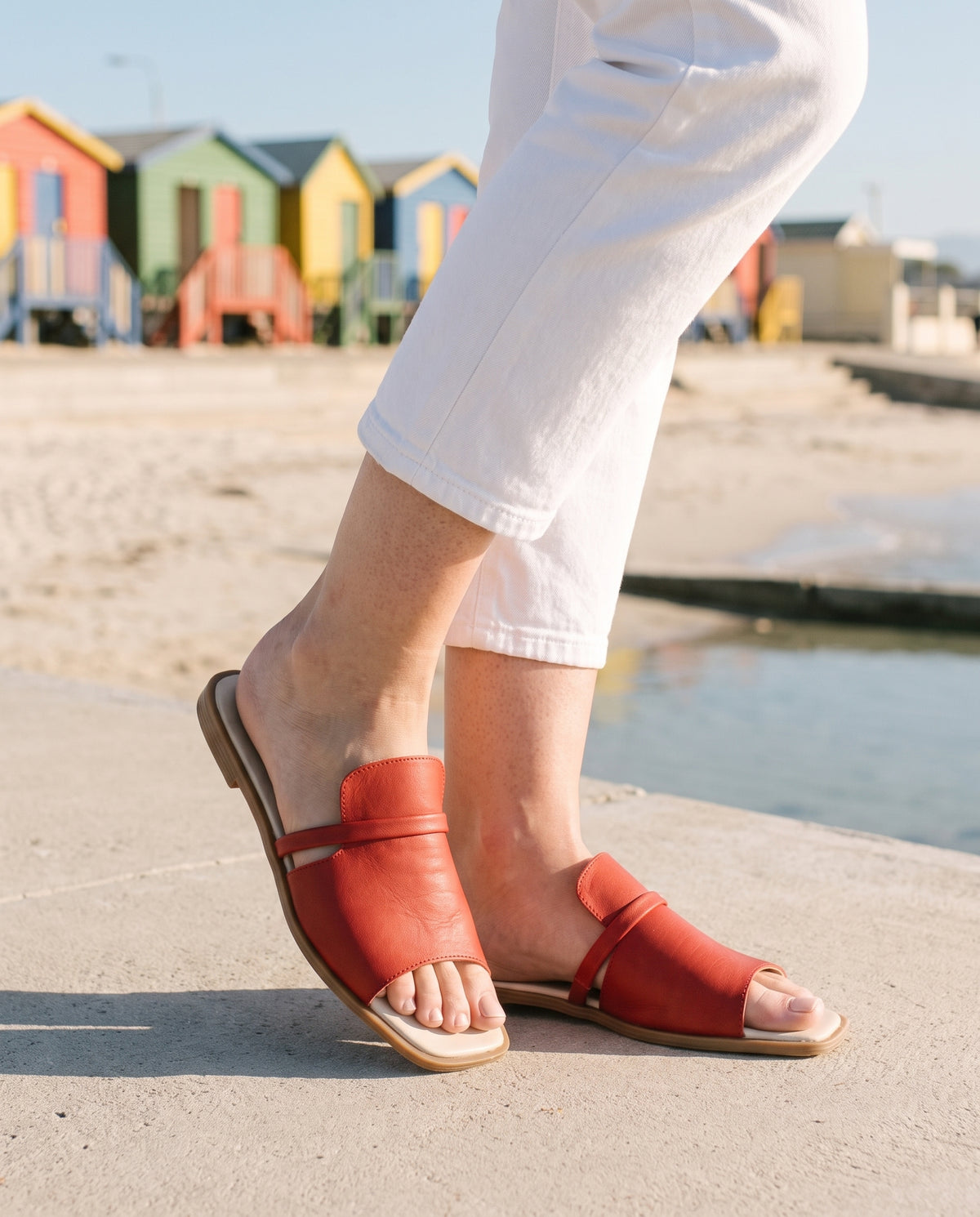 Ravello Slide in Red, worn