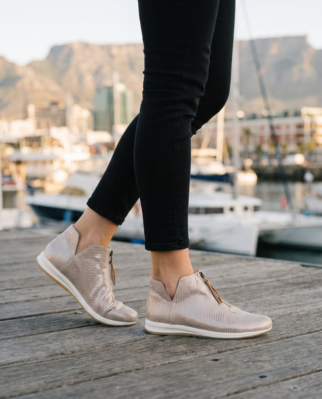 Walker Chelsea Boot in Taupe, worn